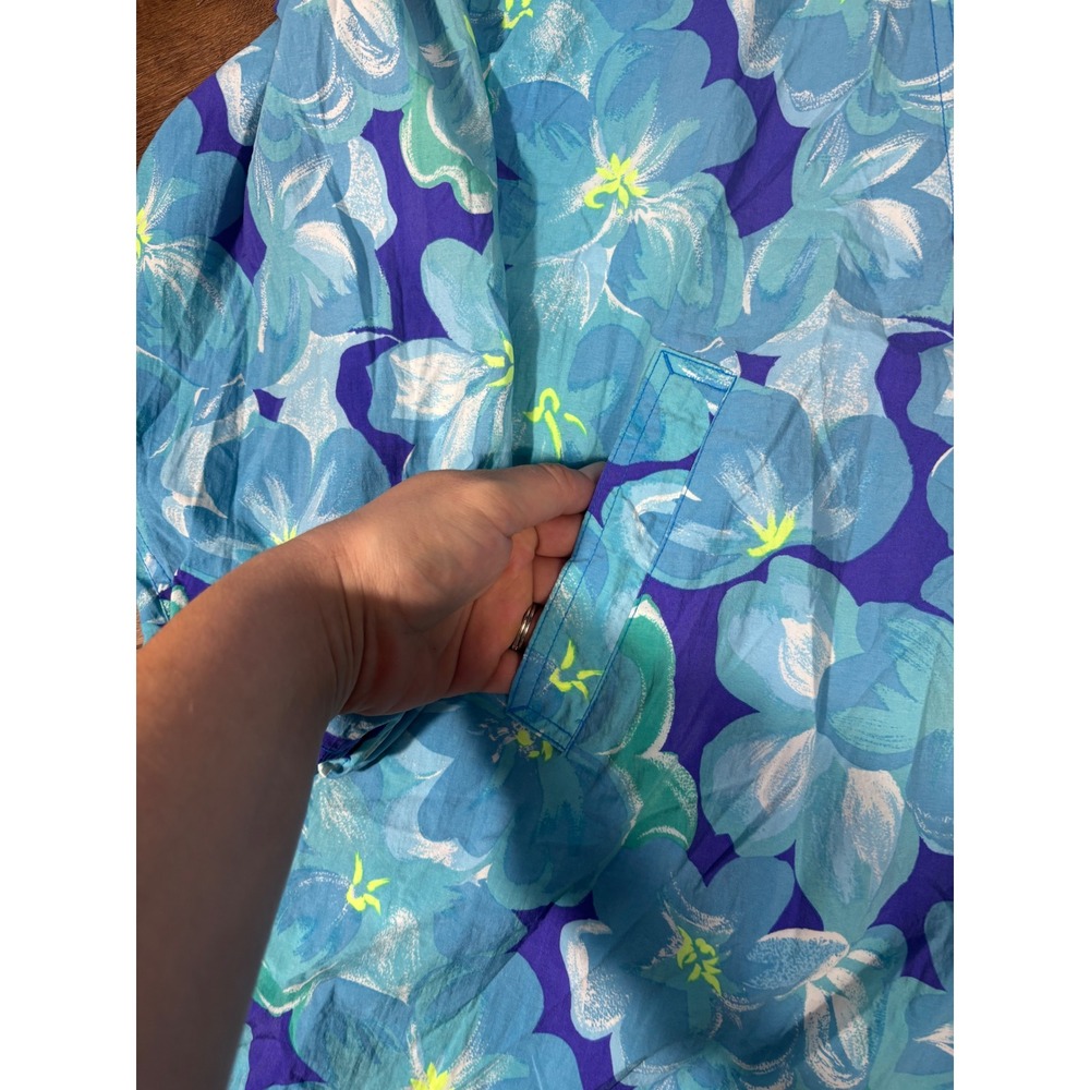 Lizsport Floral Print Pullover Jacket Anorak Windbreaker Blue Spring Summer‎ L - Picture 5 of 8